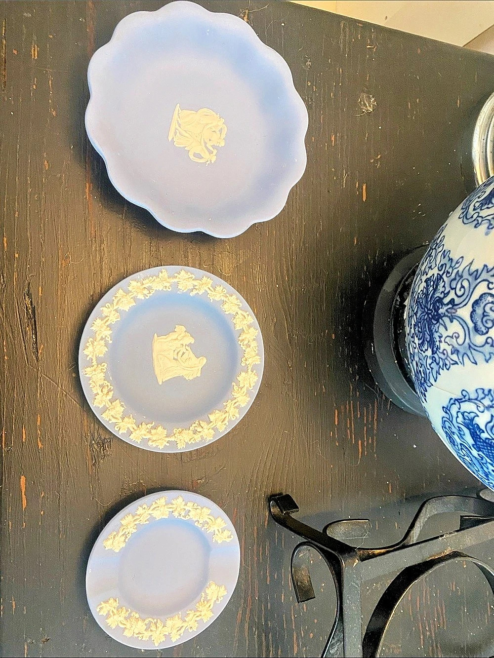 Wedgwood Jasperware Blue & Gold Plate Set